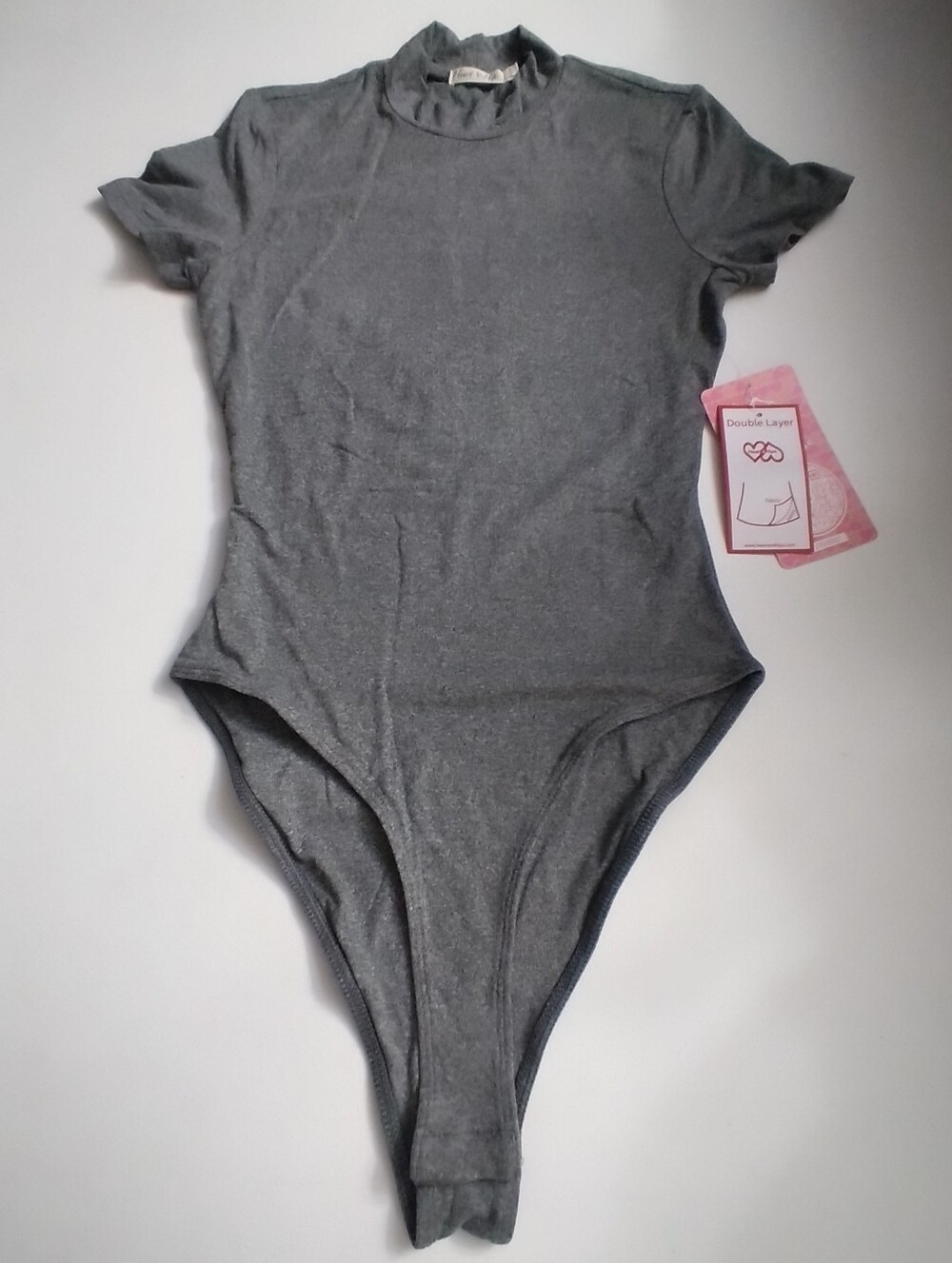 Heart & Hips Gray Short-Sleeve One-Piece Bodysuit New Size S